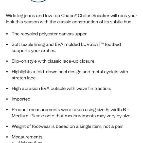 Chaco Women's Chillos Slip On Canvas Sneaker Doe Size 9.5 - Picture 10 of 10